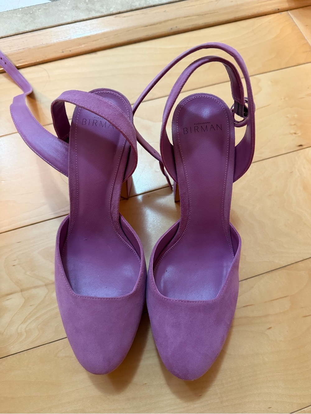 Alexandre Birman Mauve Suede Ankle-Strap Pumps